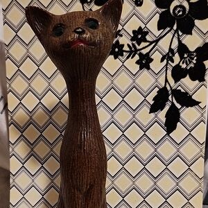 Kong Brown Wooden Cat Figurine